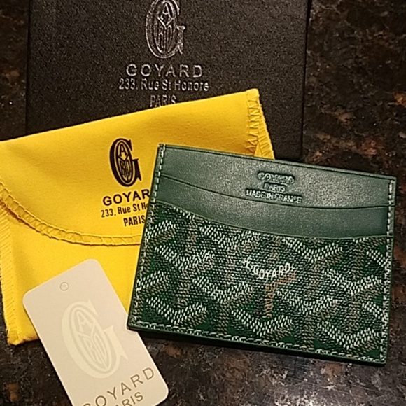 goyard card holder green